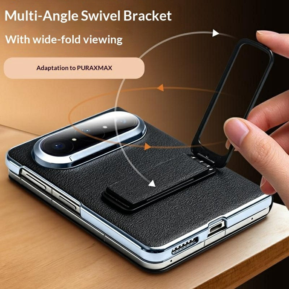 QIALINO För Huawei Pura X Max Skal Äkta Koläder View Window Kickstand mobilskal