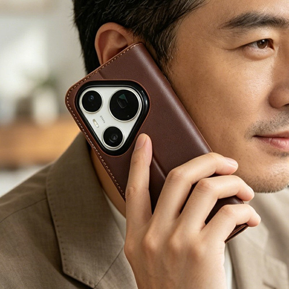 QIALINO För Huawei Pura 90 Pro Max Plånboksfodral i Äkta Koläder - Flipfodral