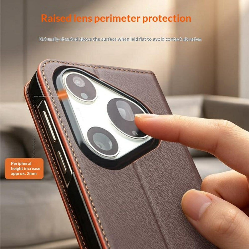 QIALINO-pungcover i ægte koskind til Huawei Pura 90 Pro - flipcover