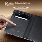 QIALINO För Huawei Pura X Max Skal View Window Flip Äkta Koläder Slim Mobilskal