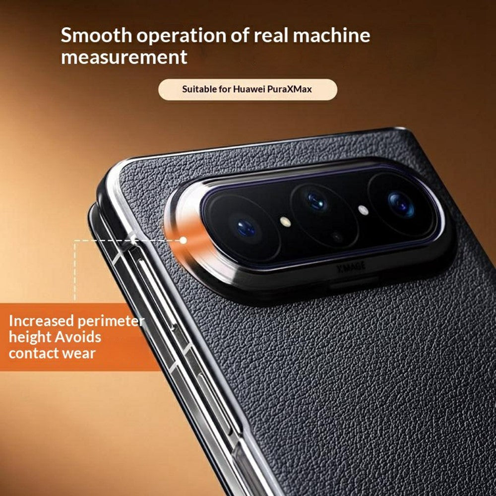 QIALINO För Huawei Pura X Max Skal View Window Flip Äkta Koläder Slim Mobilskal