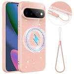 Til Google Pixel 11 Magnetisk Etui Glitter TPU Stødsikkert Telefoncover med Snor