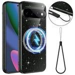 Til Google Pixel 11 Magnetisk Etui Glitter TPU Stødsikkert Telefoncover med Snor