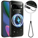 For Google Pixel 11 Pro Magnetic Case Glitter TPU Shockproof Phone Cover with Lanyard
