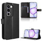 For Realme C100x 4G / C100 4G Leather Wallet Case with Strap Diamond Texture Phone Cover