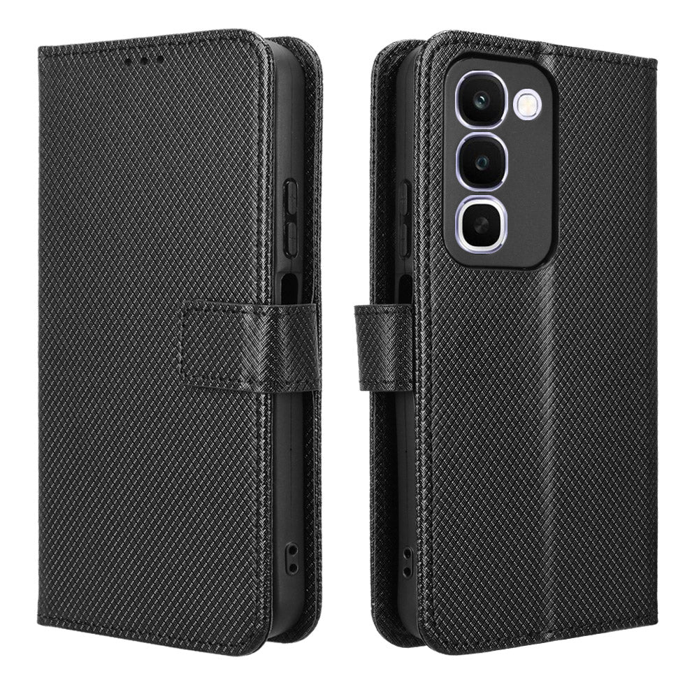 For Realme C100x 4G / C100 4G Leather Wallet Case with Strap Diamond Texture Phone Cover