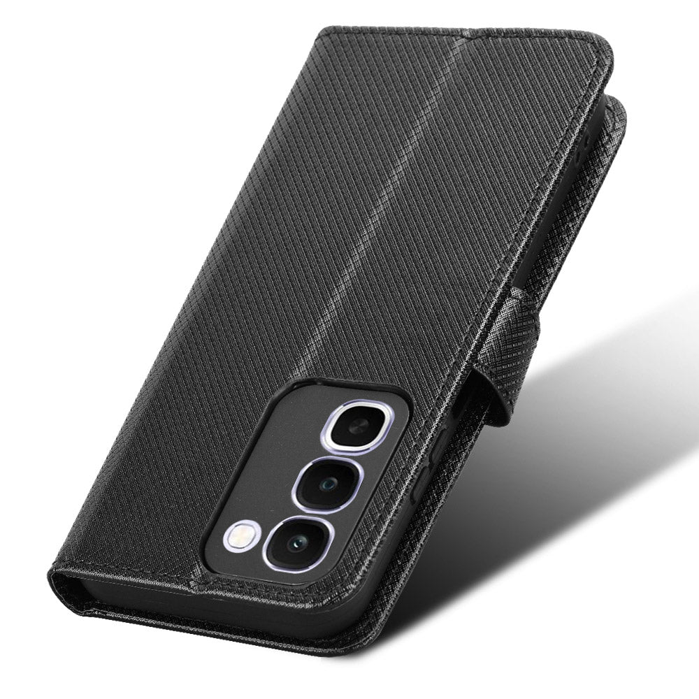 For Realme C100x 4G / C100 4G Leather Wallet Case with Strap Diamond Texture Phone Cover