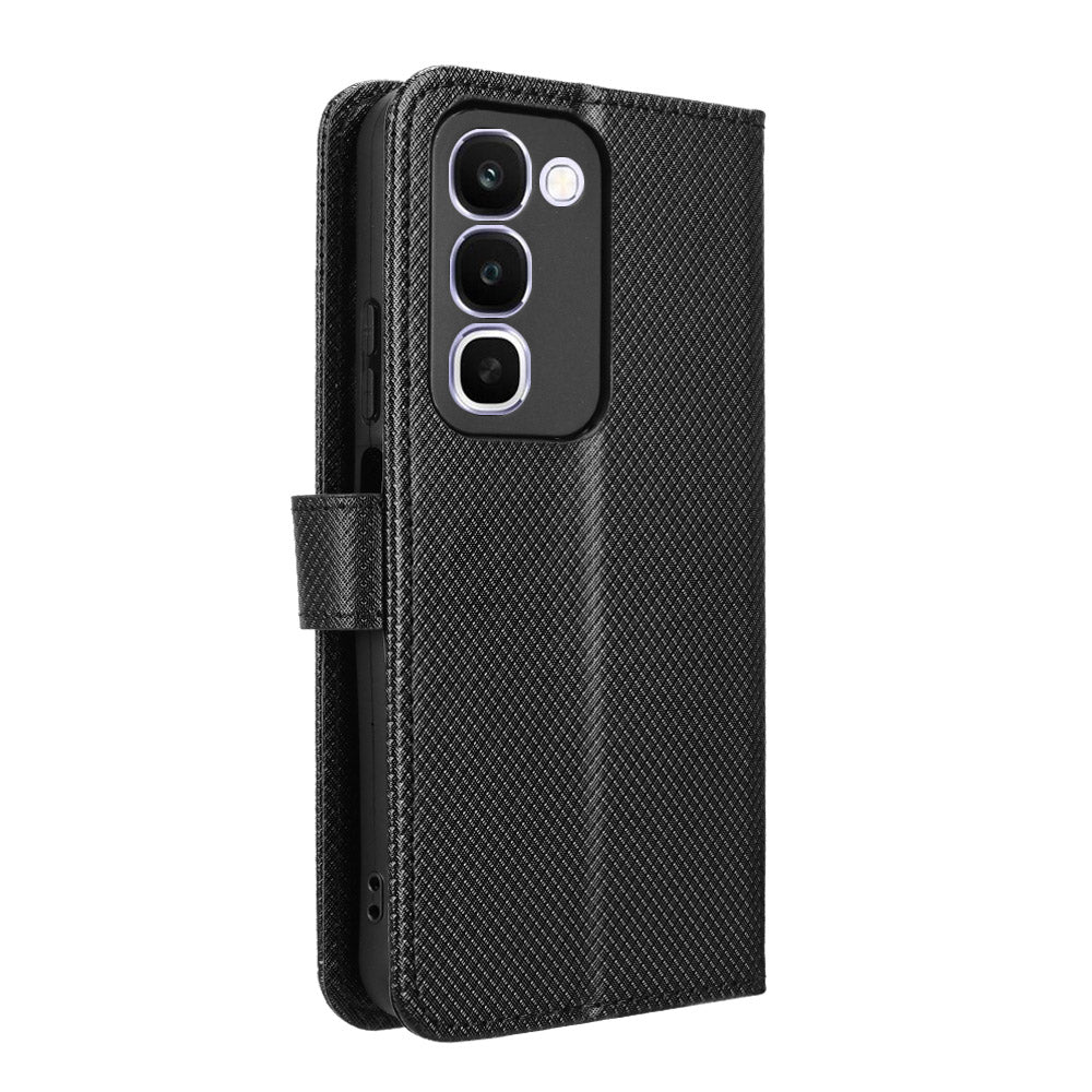 For Realme C100x 4G / C100 4G Leather Wallet Case with Strap Diamond Texture Phone Cover