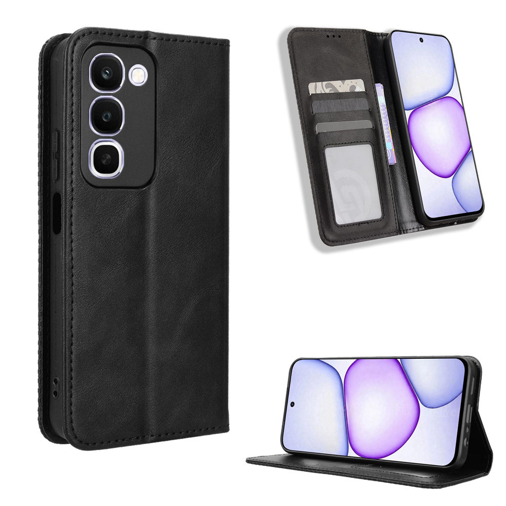 For Realme C100x 4G / C100 4G Leather Case Wallet Stand Retro Texture Phone Cover