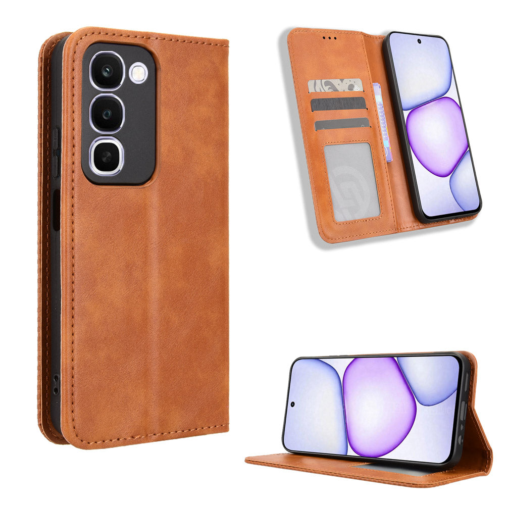 For Realme C100x 4G / C100 4G Leather Case Wallet Stand Retro Texture Phone Cover