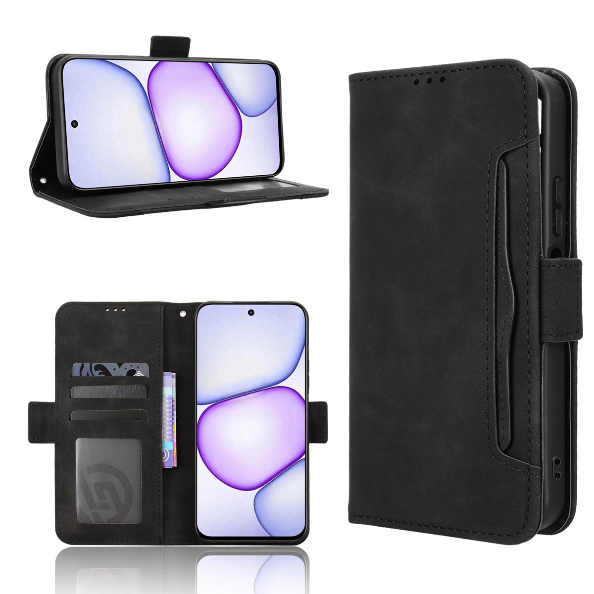 For Realme C100x 4G / C100 4G Leather Case Phone Wallet Cover with Multiple Card Slots