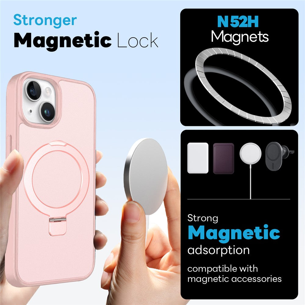 NORTHJO-etui til iPhone 15 med usynlig magnetisk O-ring, kompatibelt med MagSafe, gennemsigtigt mat, stødsikkert mobilcover med hærdet glasfilm