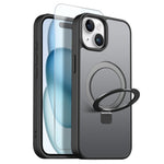 NORTHJO-etui til iPhone 15 med usynlig magnetisk O-ring, kompatibelt med MagSafe, gennemsigtigt mat, stødsikkert mobilcover med hærdet glasfilm