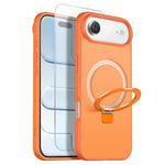 NORTHJO For iPhone Air Case with Invisible Magnetic O-Ring Stand Compatible with MagSafe Translucent Matte Shockproof Phone Cover with Tempered Glass Film