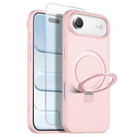 NORTHJO For iPhone Air Case with Invisible Magnetic O-Ring Stand Compatible with MagSafe Translucent Matte Shockproof Phone Cover with Tempered Glass Film