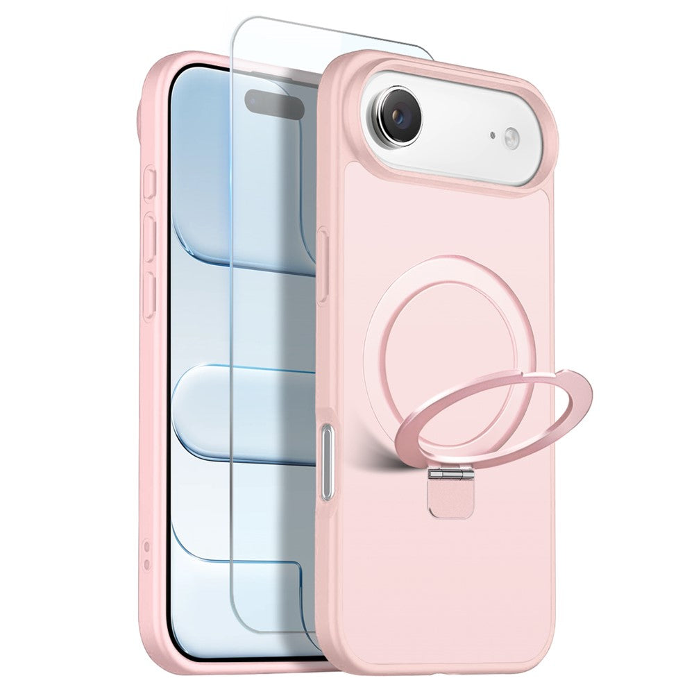 NORTHJO For iPhone Air Case with Invisible Magnetic O-Ring Stand Compatible with MagSafe Translucent Matte Shockproof Phone Cover with Tempered Glass Film