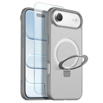 NORTHJO For iPhone Air Case with Invisible Magnetic O-Ring Stand Compatible with MagSafe Translucent Matte Shockproof Phone Cover with Tempered Glass Film