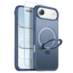 NORTHJO For iPhone Air Case with Invisible Magnetic O-Ring Stand Compatible with MagSafe Translucent Matte Shockproof Phone Cover with Tempered Glass Film