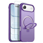 NORTHJO For iPhone Air Case with Invisible Magnetic O-Ring Stand Compatible with MagSafe Translucent Matte Shockproof Phone Cover with Tempered Glass Film