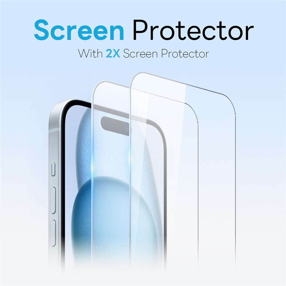 NORTHJO Cover til iPhone 15 med magnetisk stativ kompatibel med MagSafe Gennemsigtigt mat stødsikkert telefoncover med 2 stk. skærmbeskytter i hærdet glas + 2 stk. linsefilm