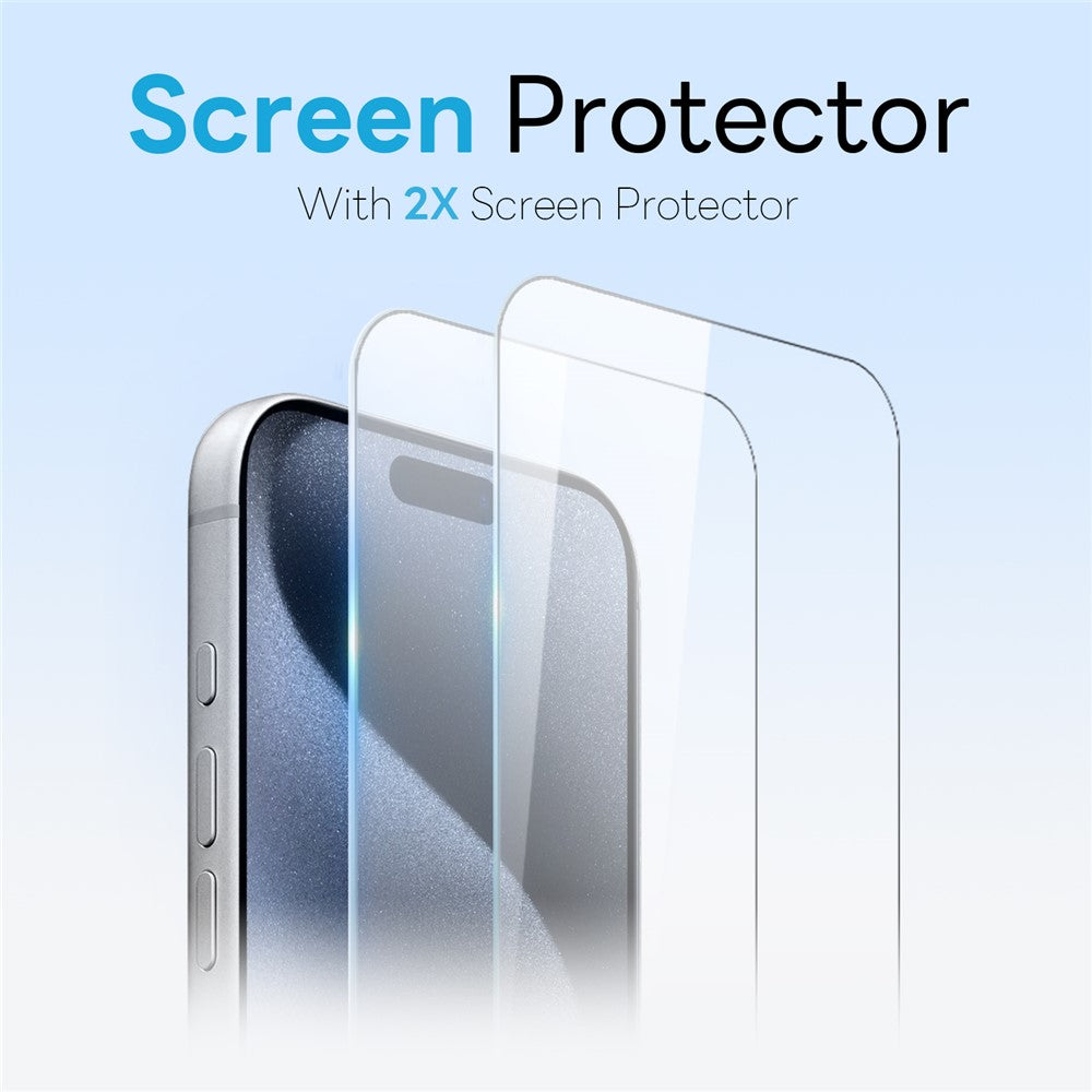 NORTHJO til iPhone 15 Pro Max cover med magnetisk stander kompatibel med MagSafe gennemskinneligt mat stødsikkert telefoncover med 2 stk. hærdet glasbeskyttelse + 2 stk. linsefilm