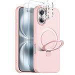 NORTHJO For iPhone 16 Plus Case with Magnetic Stand Compatible with MagSafe Translucent Matte Shockproof Phone Cover with 2Pcs Tempered Glass Protector + 2Pcs Lens Film