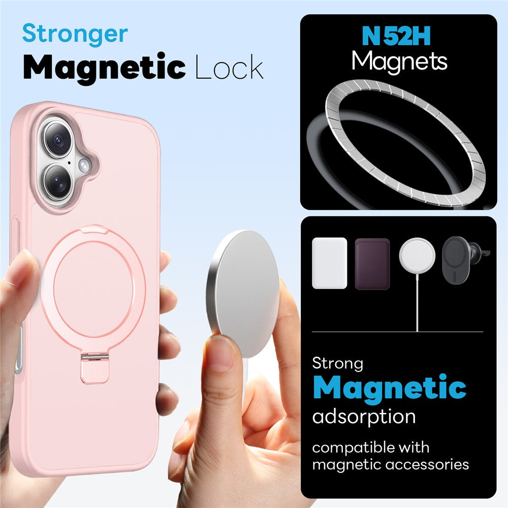 NORTHJO For iPhone 16 Plus Case with Magnetic Stand Compatible with MagSafe Translucent Matte Shockproof Phone Cover with 2Pcs Tempered Glass Protector + 2Pcs Lens Film