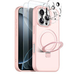 NORTHJO For iPhone 16 Pro Case with Magnetic Stand Compatible with MagSafe Translucent Matte Shockproof Phone Cover with 2Pcs Tempered Glass Protector + 2Pcs Lens Film