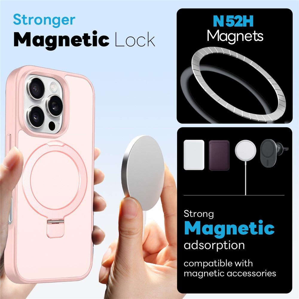 NORTHJO For iPhone 16 Pro Case with Magnetic Stand Compatible with MagSafe Translucent Matte Shockproof Phone Cover with 2Pcs Tempered Glass Protector + 2Pcs Lens Film