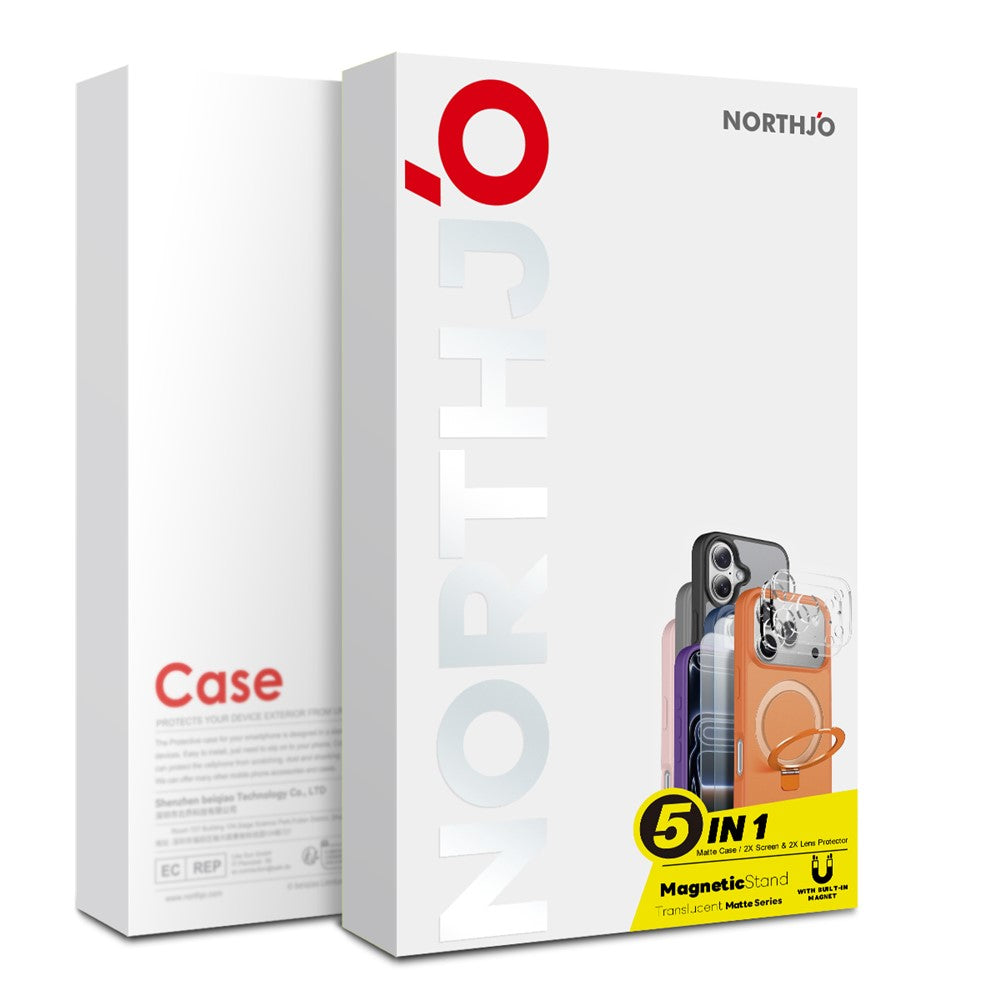 NORTHJO For iPhone 16 Pro Case with Magnetic Stand Compatible with MagSafe Translucent Matte Shockproof Phone Cover with 2Pcs Tempered Glass Protector + 2Pcs Lens Film