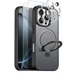 NORTHJO For iPhone 16 Pro Case with Magnetic Stand Compatible with MagSafe Translucent Matte Shockproof Phone Cover with 2Pcs Tempered Glass Protector + 2Pcs Lens Film