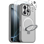 NORTHJO For iPhone 16 Pro Case with Magnetic Stand Compatible with MagSafe Translucent Matte Shockproof Phone Cover with 2Pcs Tempered Glass Protector + 2Pcs Lens Film
