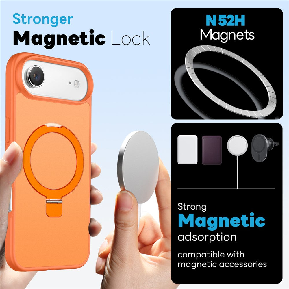 NORTHJO Skal för iPhone Air med magnetiskt stativ, kompatibelt med MagSafe, genomskinligt matt, stötsäkert mobilskal med 2 st. härdat glasskydd + 2 st. linsfilm