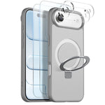 NORTHJO Skal för iPhone Air med magnetiskt stativ, kompatibelt med MagSafe, genomskinligt matt, stötsäkert mobilskal med 2 st. härdat glasskydd + 2 st. linsfilm