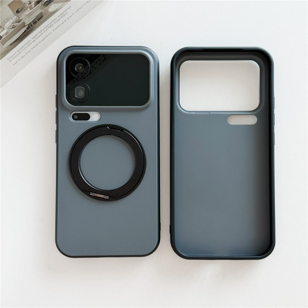 For Xiaomi 17 Pro Max Magnetic Case 2-in-1 Dual Color Shockproof Cover with 360° Rotating Ring Kickstand