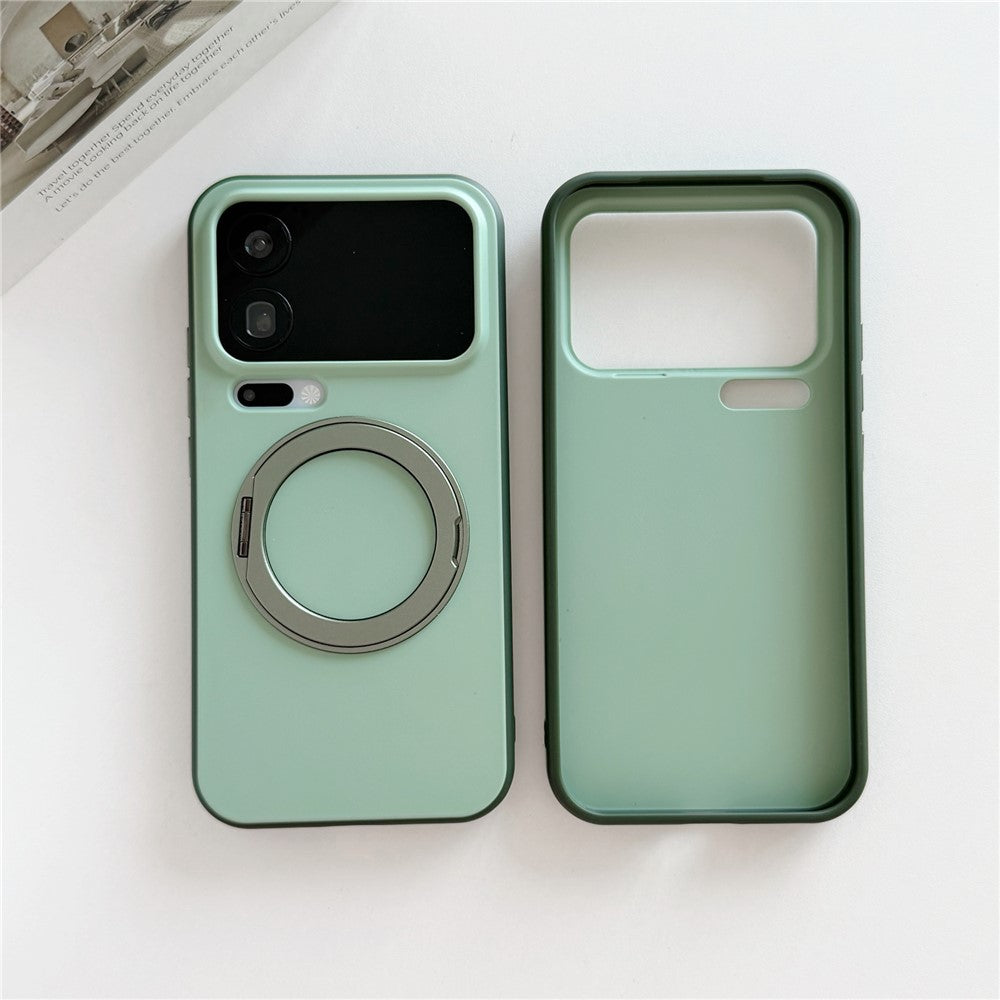 For Xiaomi 17 Pro Max Magnetic Case 2-in-1 Dual Color Shockproof Cover with 360° Rotating Ring Kickstand