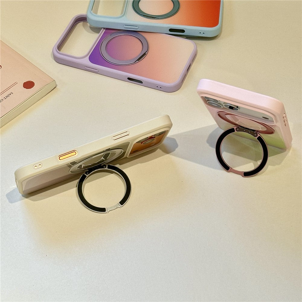 For iPhone 17 Pro Max Case Magnetic Rotating Kickstand Gradient PC + TPU Phone Cover