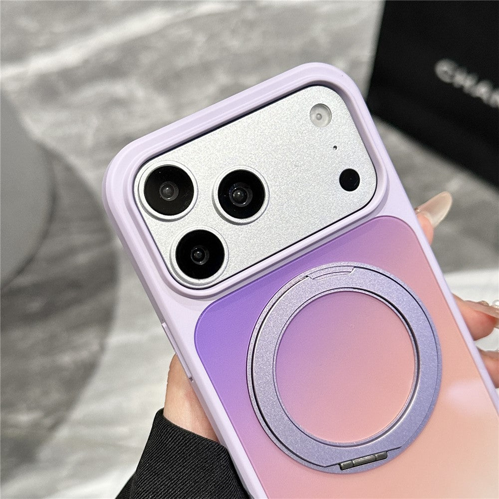For iPhone 17 Pro Max Case Magnetic Rotating Kickstand Gradient PC + TPU Phone Cover