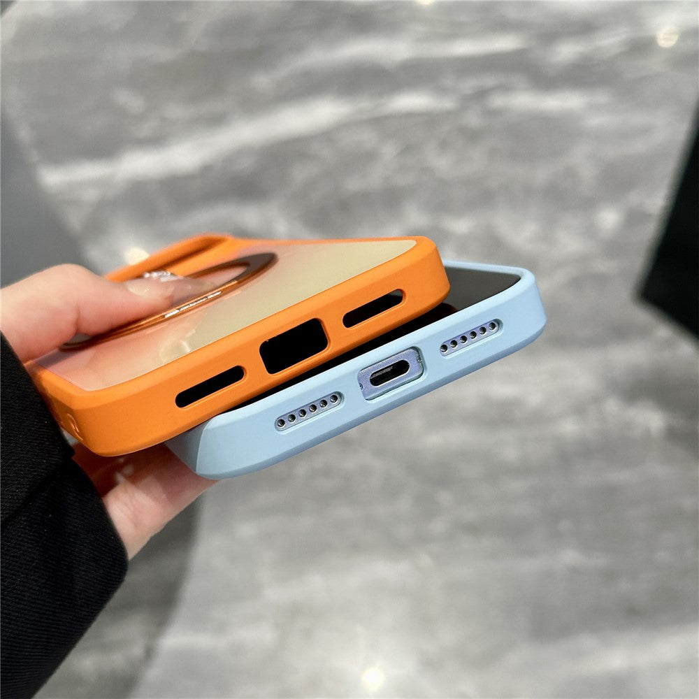 For iPhone 17 Pro Max Case Magnetic Rotating Kickstand Gradient PC + TPU Phone Cover