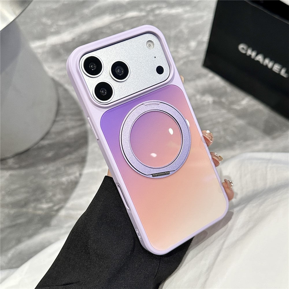 For iPhone 17 Pro Max Case Magnetic Rotating Kickstand Gradient PC + TPU Phone Cover