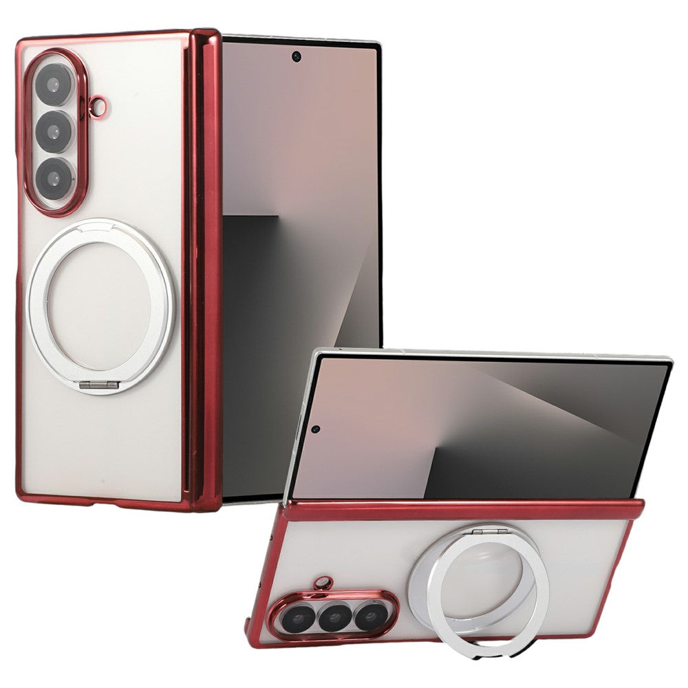 For Samsung Galaxy Z Fold7 5G Case Magnetic Rotating Kickstand Clear PC Phone Cover