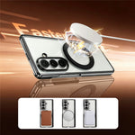 For Samsung Galaxy Z Fold7 5G Case Magnetic Rotating Kickstand Clear PC Phone Cover