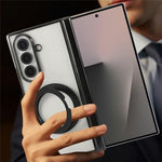 For Samsung Galaxy Z Fold7 5G Case Magnetic Rotating Kickstand Clear PC Phone Cover