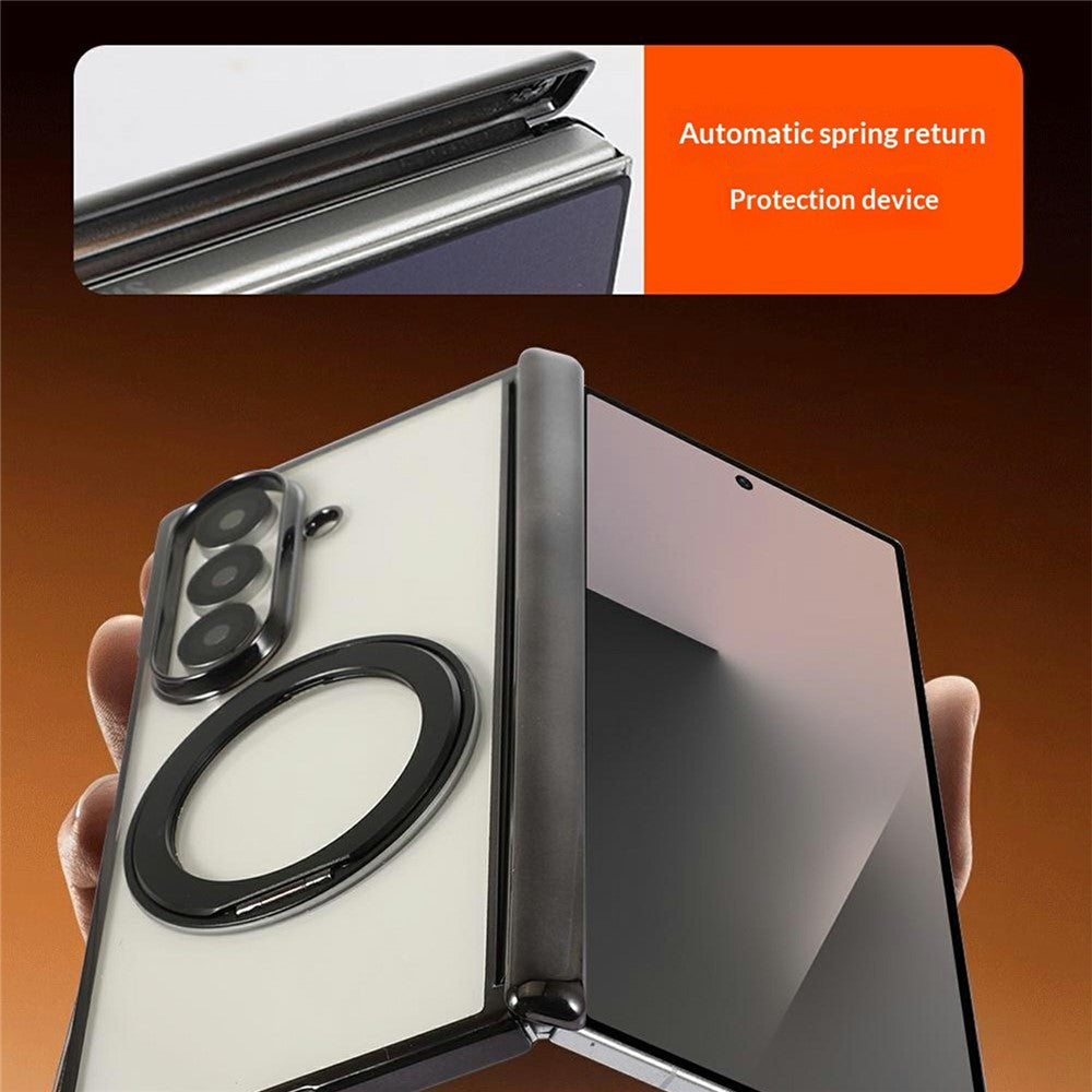 For Samsung Galaxy Z Fold7 5G Case Magnetic Rotating Kickstand Clear PC Phone Cover