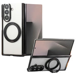 For Samsung Galaxy Z Fold7 5G Case Magnetic Rotating Kickstand Clear PC Phone Cover