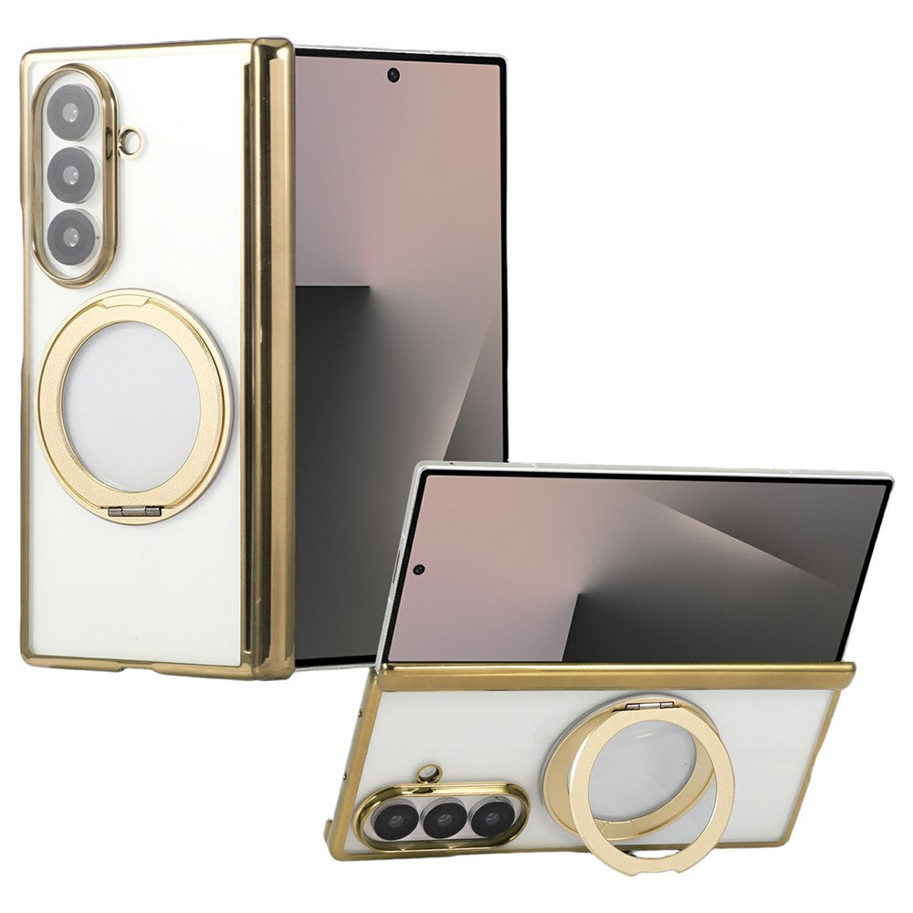 For Samsung Galaxy Z Fold7 5G Case Magnetic Rotating Kickstand Clear PC Phone Cover