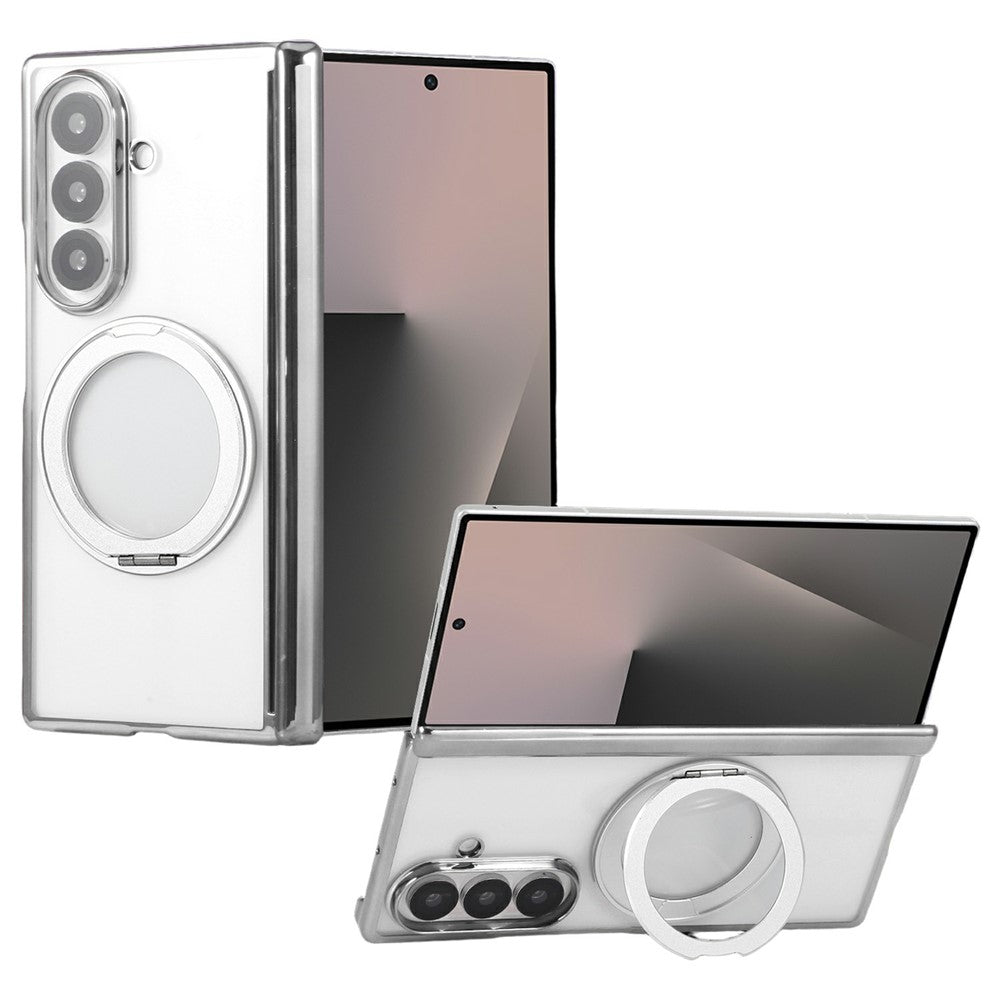 For Samsung Galaxy Z Fold7 5G Case Magnetic Rotating Kickstand Clear PC Phone Cover