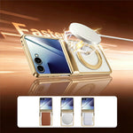 Til Samsung Galaxy Z Flip7 5G etui Magnetisk roterende støttefod Gennemsigtigt PC-telefoncover