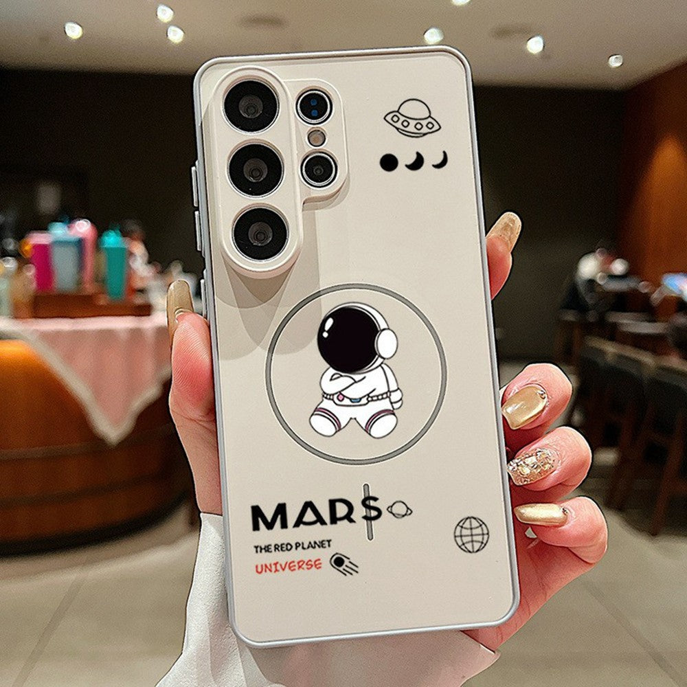 For Samsung Galaxy S26 Ultra Magnetic Case Cute Astronaut Pattern Shockproof TPU Phone Cover