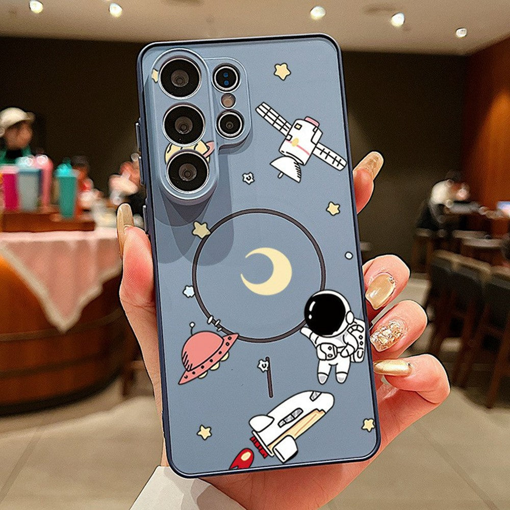 For Samsung Galaxy S26 Ultra Magnetic Case Cute Astronaut Pattern Shockproof TPU Phone Cover